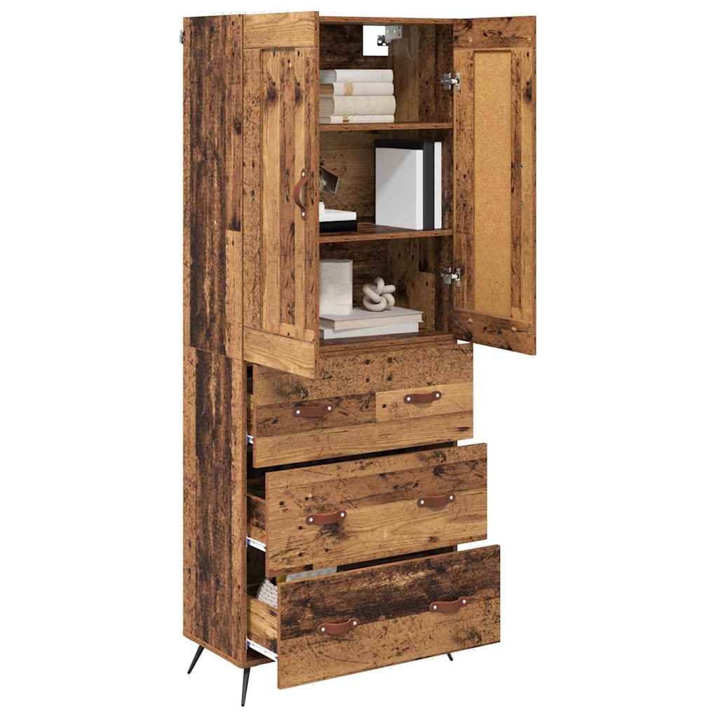 vidaXL Highboard Old Wood 69.5 x 34 x 180 cm Engineered Wood