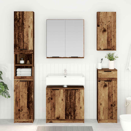 vidaXL Bathroom Furniture Set with Door 4 pcs Old Wood Engineered Wood