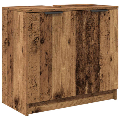 vidaXL Bathroom Furniture Set with Door 4 pcs Old Wood Engineered Wood