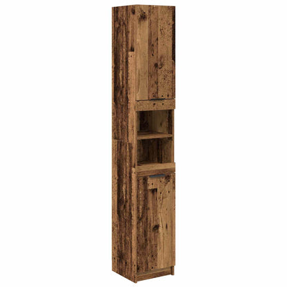 vidaXL Bathroom Furniture Set with Door 4 pcs Old Wood Engineered Wood