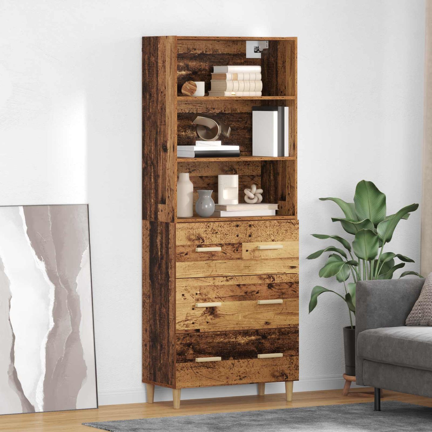 vidaXL Highboard Old Wood 69.5 x 32.5 x 180 cm Engineered Wood