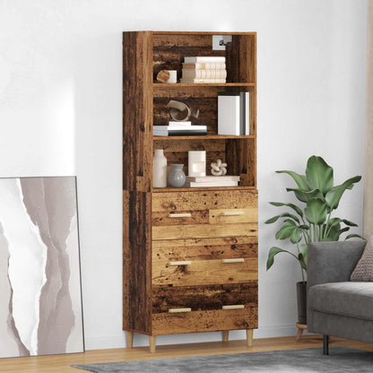 vidaXL Highboard Old Wood 69.5 x 32.5 x 180 cm Engineered Wood