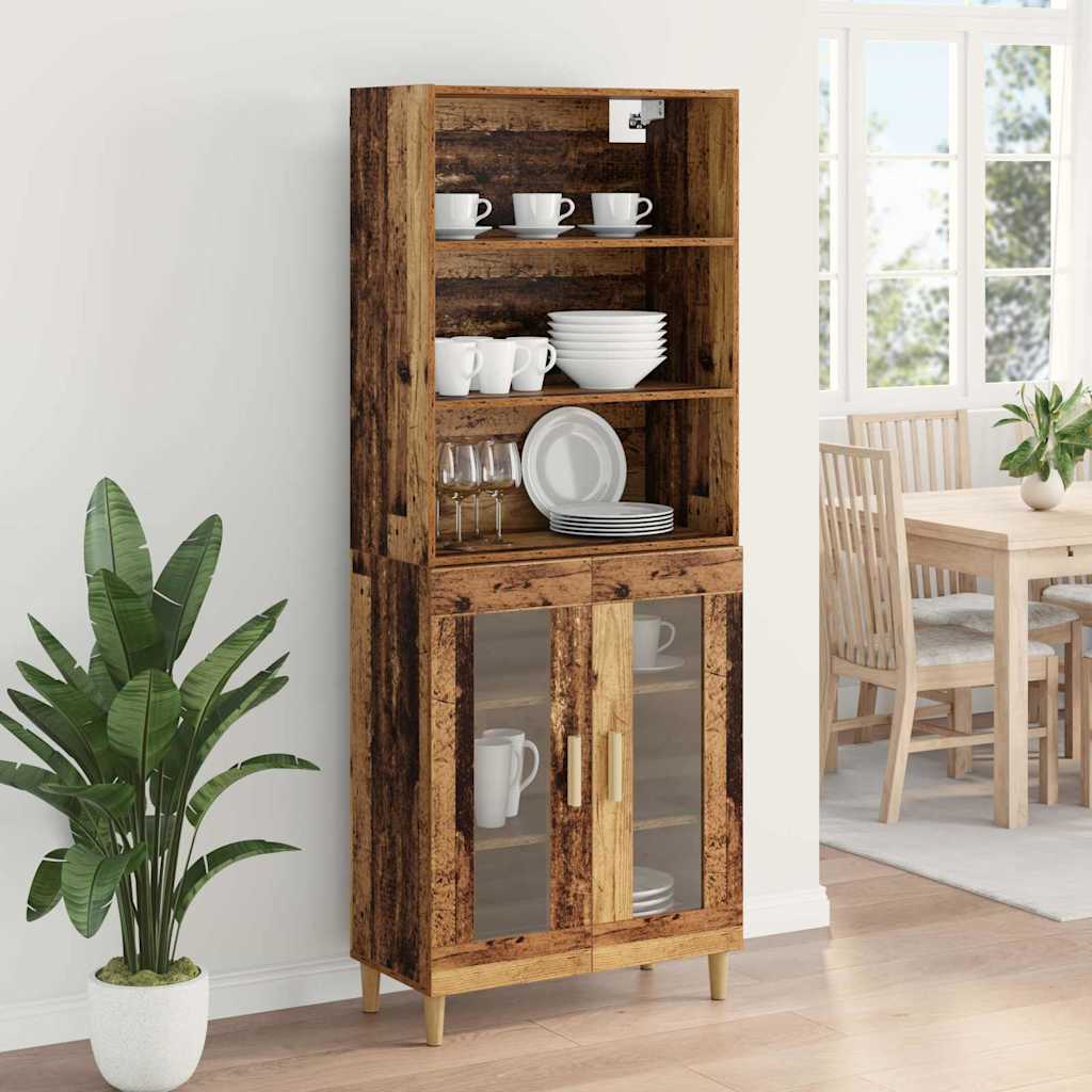 vidaXL Highboard Old Wood 69.5 x 32.5 x 180 cm Engineered Wood
