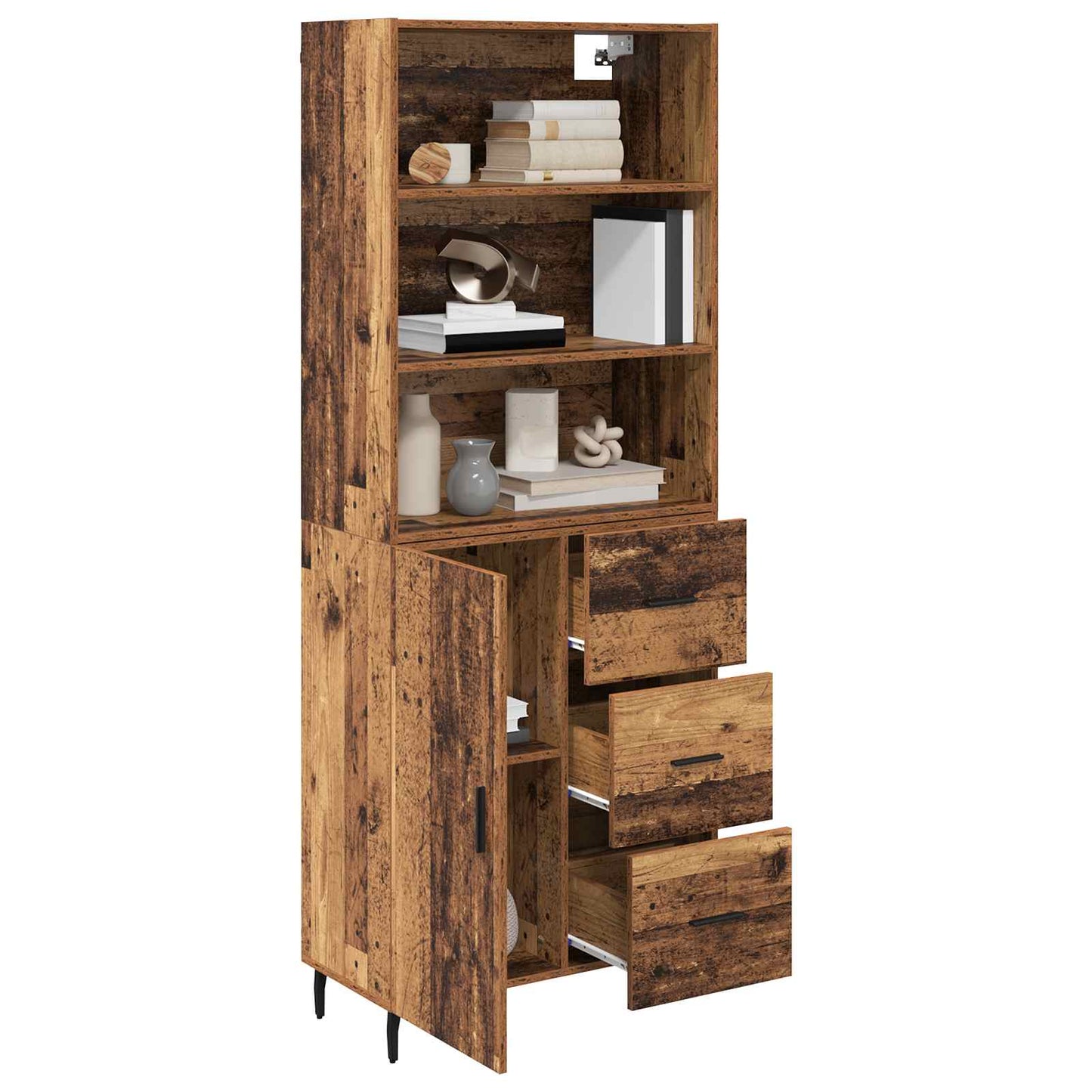 vidaXL Highboard with Drawer 2 pcs Old Wood Engineered Wood