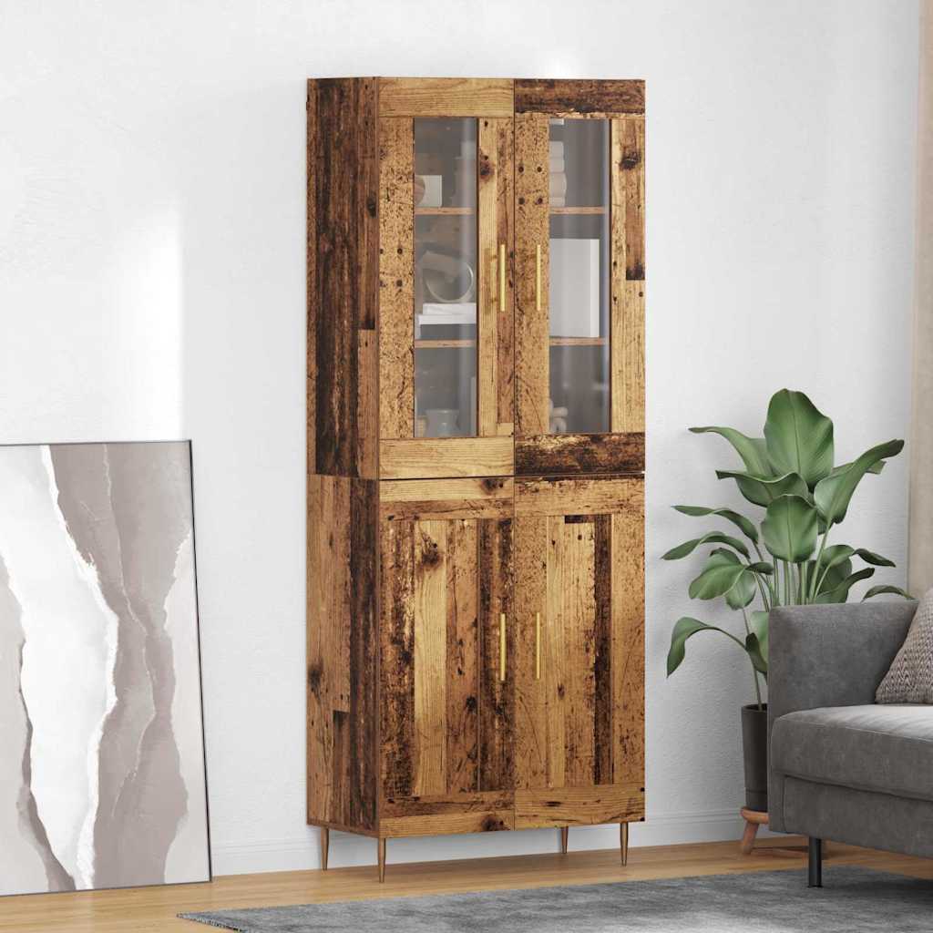 vidaXL Highboard 2 pcs Old Wood Engineered Wood