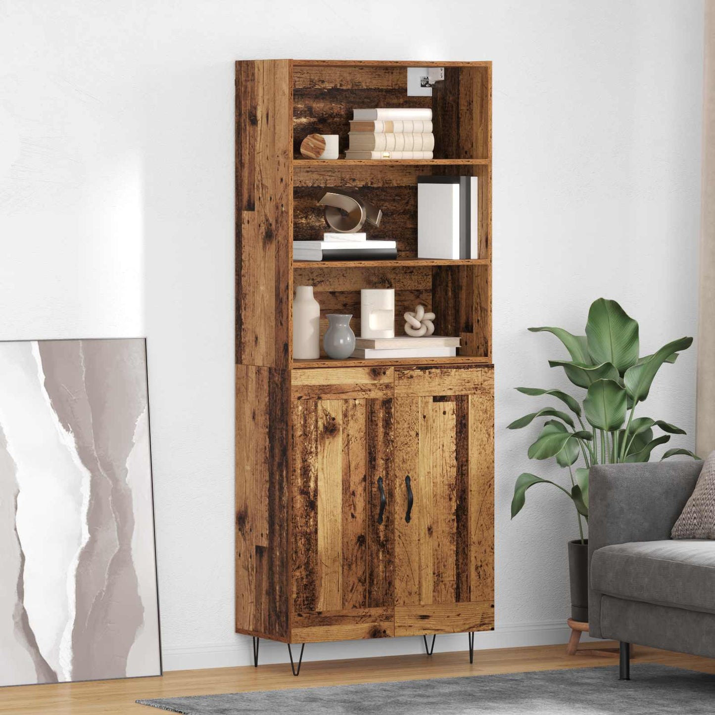 vidaXL Highboard 2 pcs Old Wood Engineered Wood