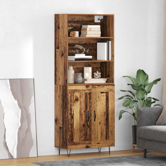vidaXL Highboard 2 pcs Old Wood Engineered Wood