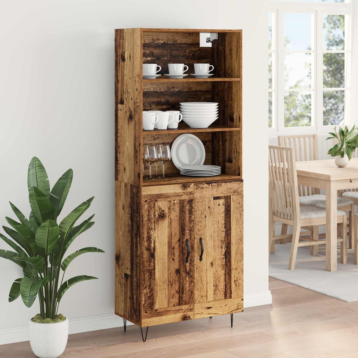 vidaXL Highboard 2 pcs Old Wood Engineered Wood