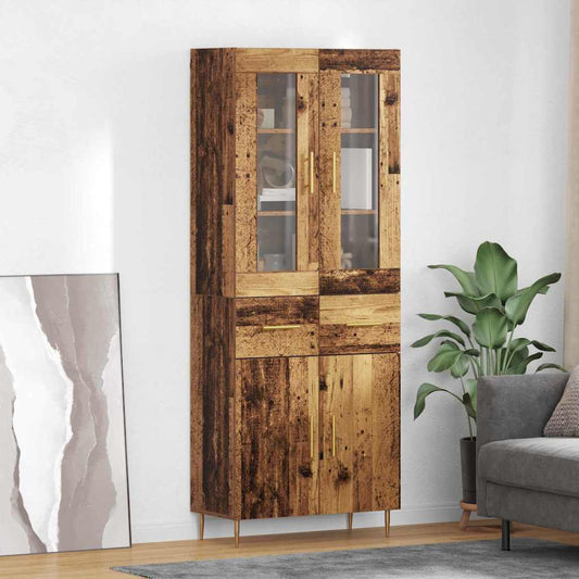 vidaXL Highboard with Drawer 2 pcs Old Wood Engineered Wood