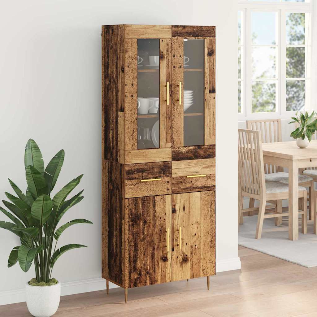 vidaXL Highboard with Drawer 2 pcs Old Wood Engineered Wood