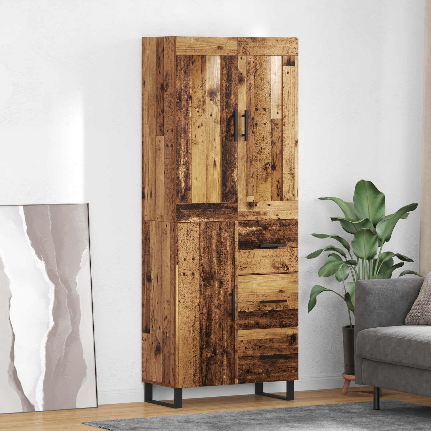 vidaXL Highboard Old Wood 69.5 x 34 x 180 cm Engineered Wood