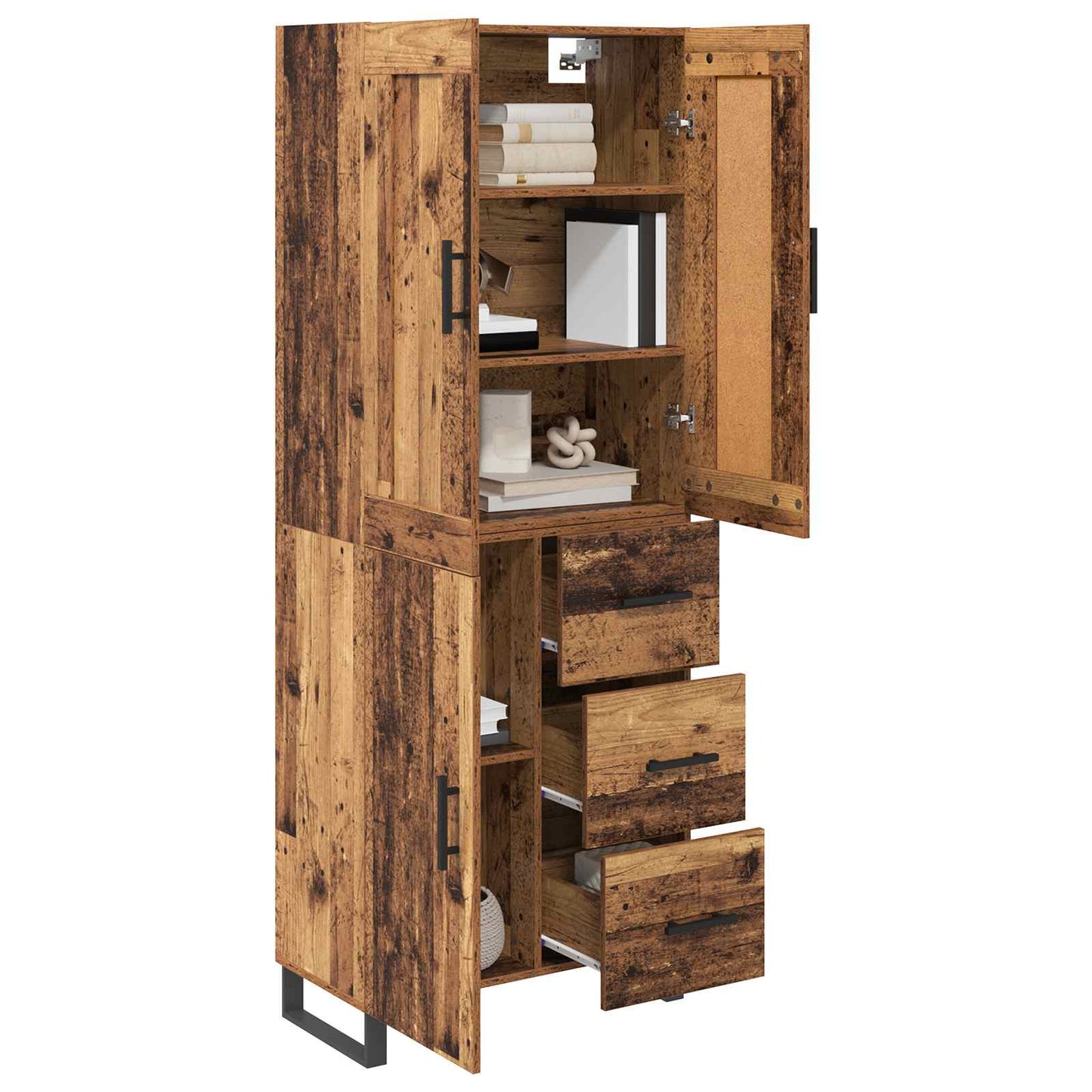 vidaXL Highboard Old Wood 69.5 x 34 x 180 cm Engineered Wood