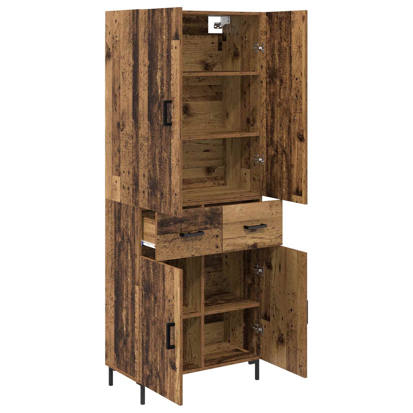 vidaXL Highboard Old Wood 69.5 x 34 x 180 cm Engineered Wood
