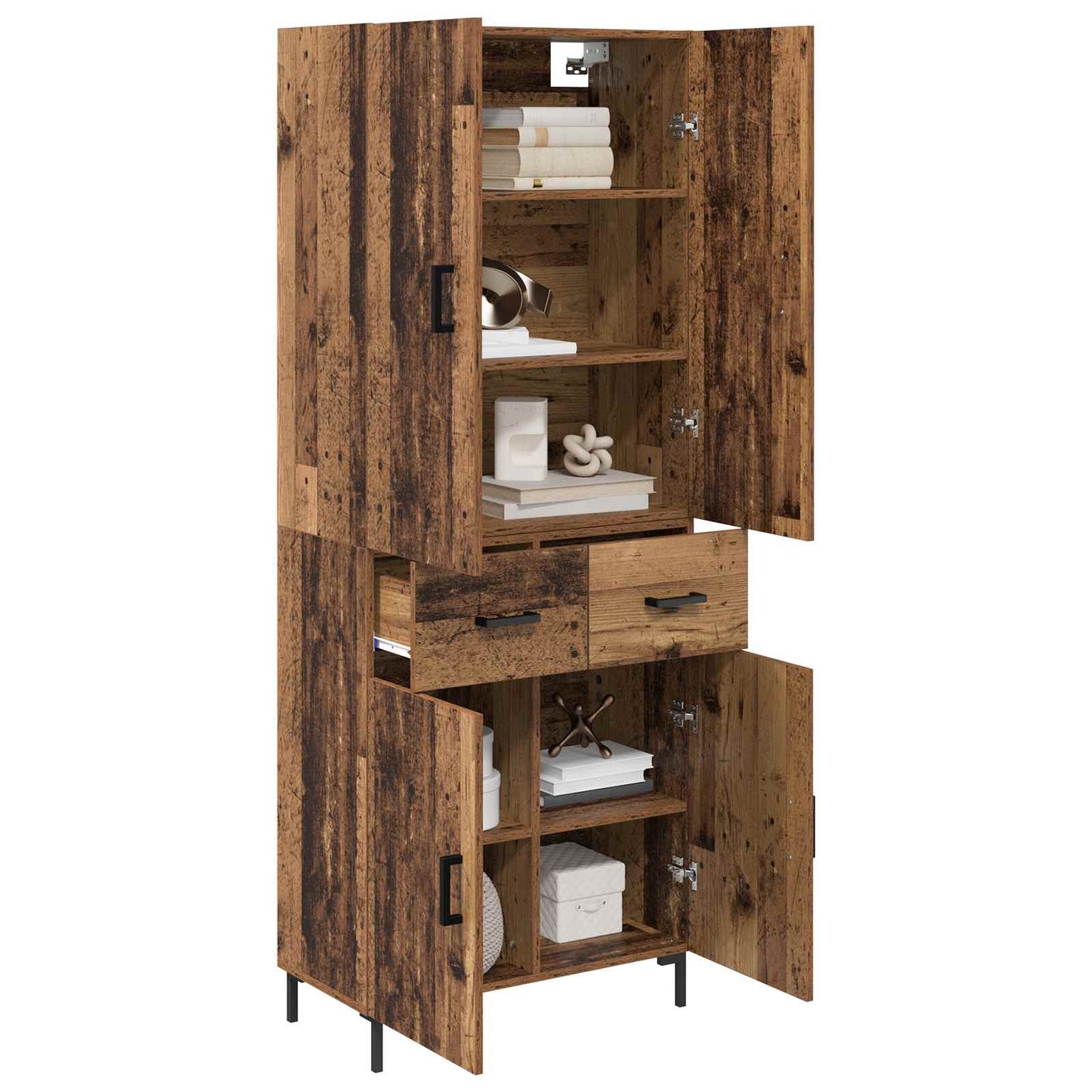 vidaXL Highboard Old Wood 69.5 x 34 x 180 cm Engineered Wood