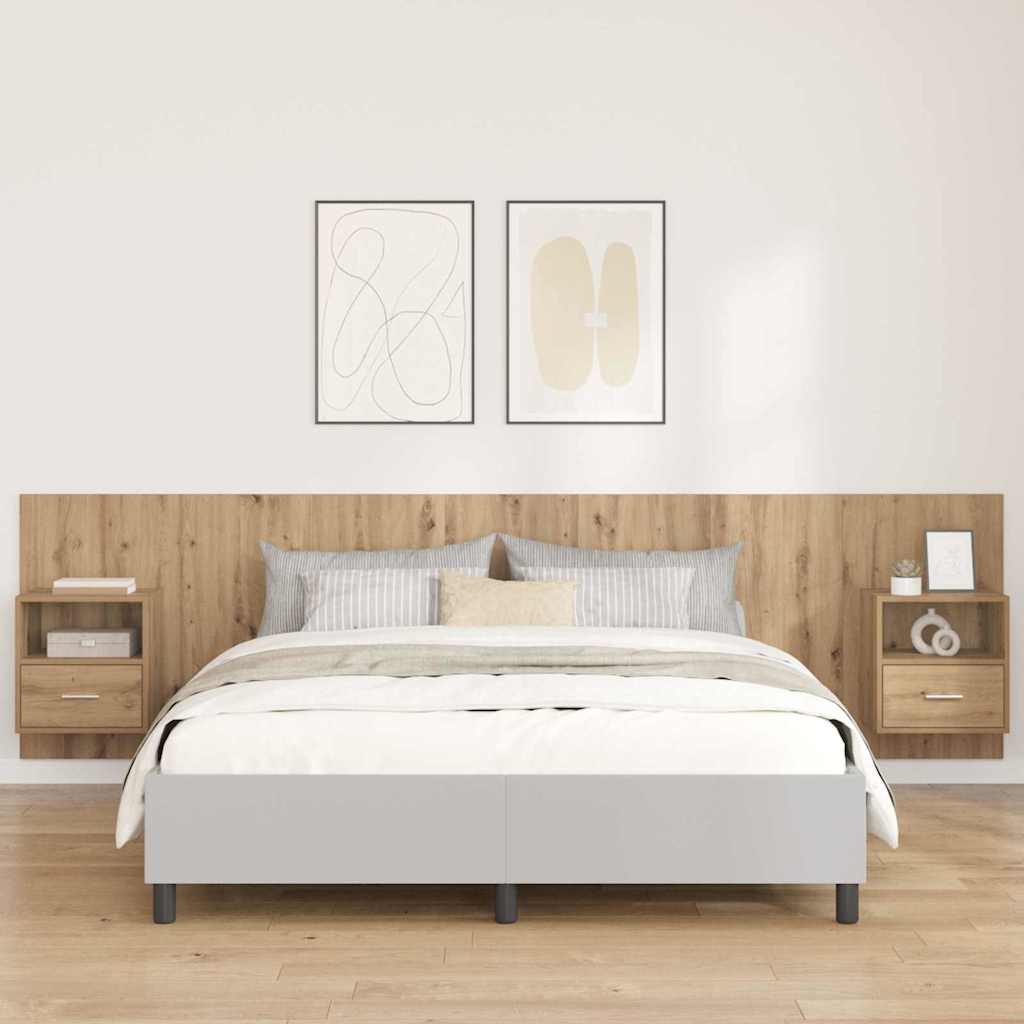 vidaXL Headboard With Cabinet 3 pcs Artisan Oak Engineered Wood