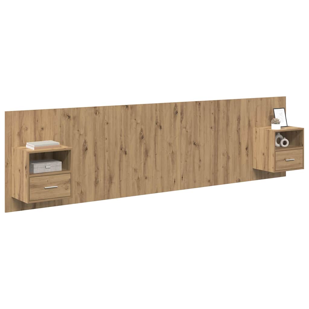 vidaXL Headboard With Cabinet 3 pcs Artisan Oak Engineered Wood