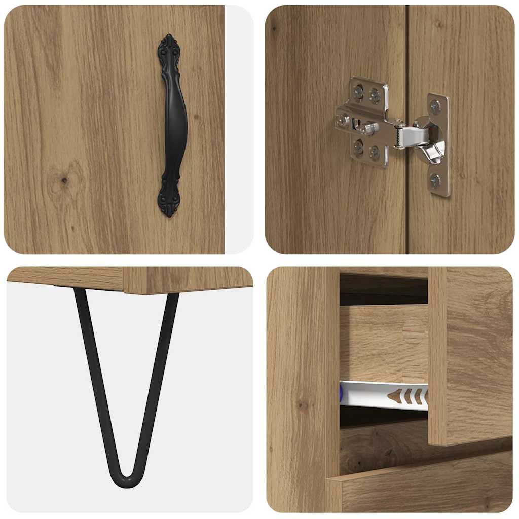 vidaXL Highboard 2 pcs Artisan Oak Engineered Wood and Glass