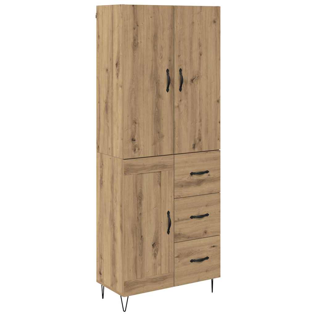 vidaXL Highboard 2 pcs Artisan Oak Engineered Wood and Glass