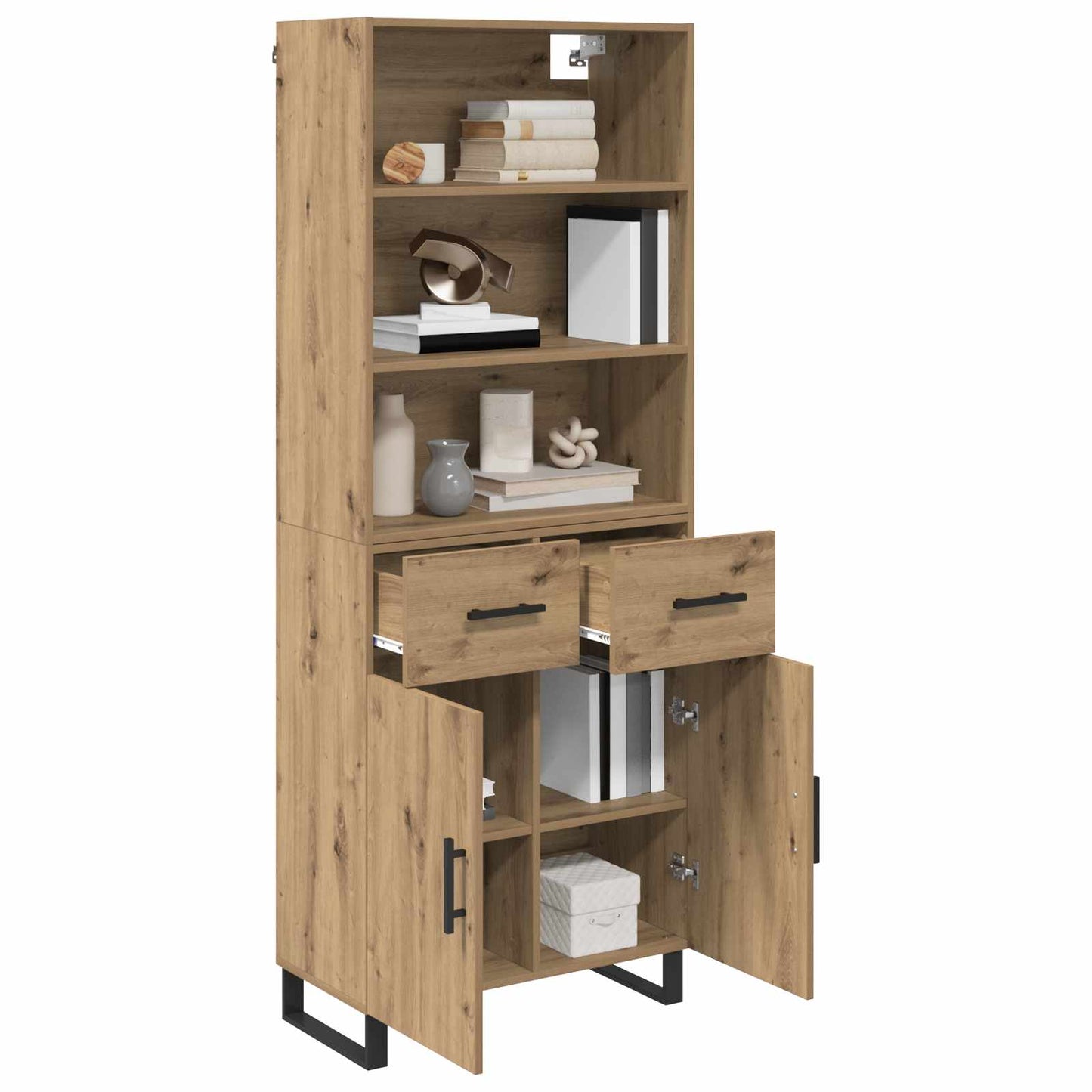 vidaXL Highboard with Drawer 2 pcs Artisan Oak Engineered Wood