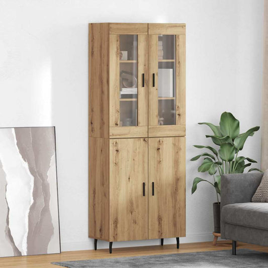 vidaXL Highboard 2 pcs Artisan Oak Engineered Wood and Glass
