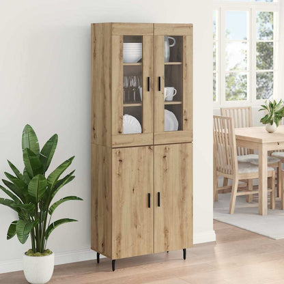 vidaXL Highboard 2 pcs Artisan Oak Engineered Wood and Glass