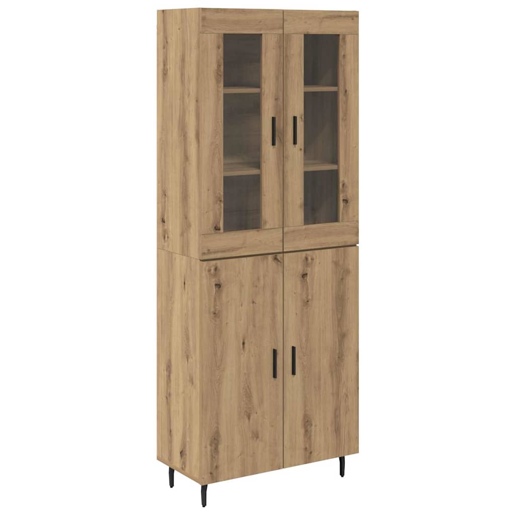 vidaXL Highboard 2 pcs Artisan Oak Engineered Wood and Glass