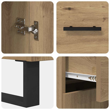vidaXL Highboard 2 pcs Artisan Oak Engineered Wood and Glass