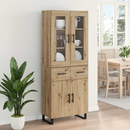 vidaXL Highboard 2 pcs Artisan Oak Engineered Wood and Glass