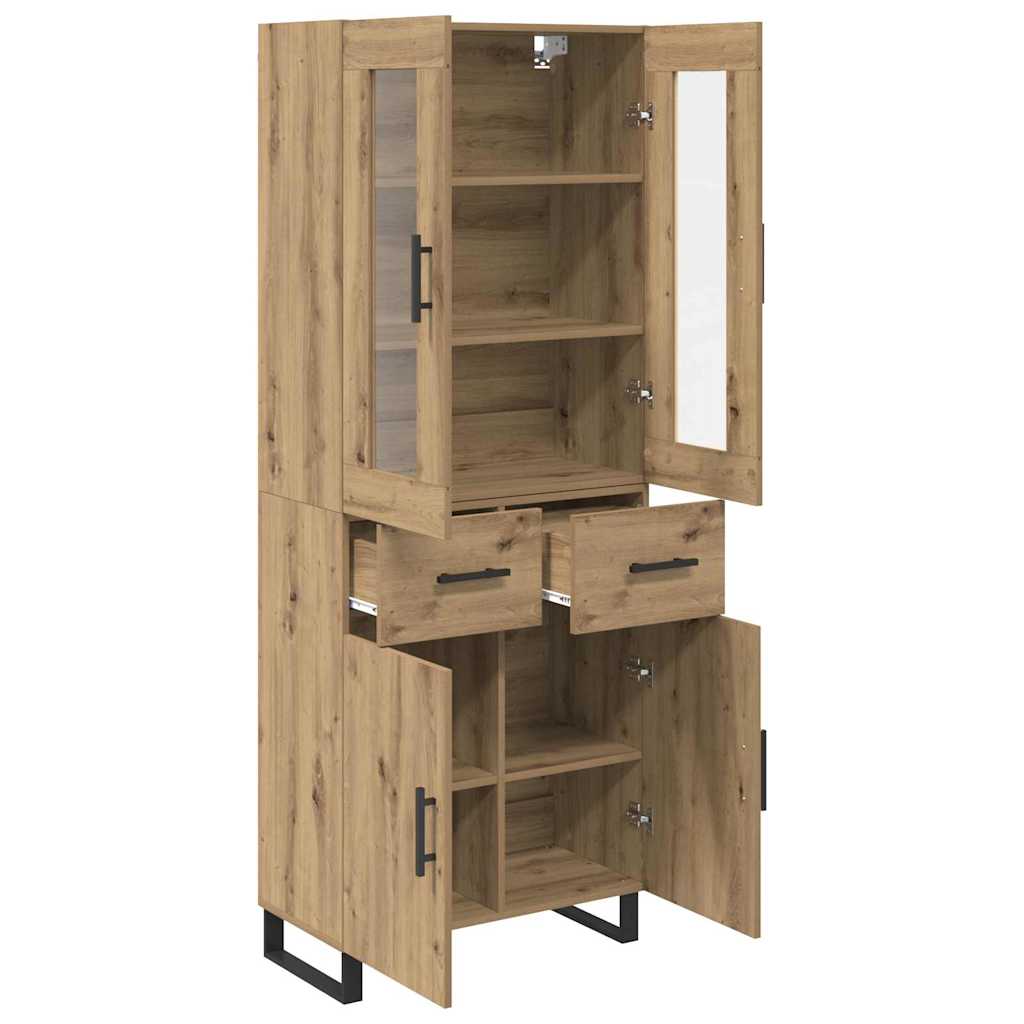 vidaXL Highboard 2 pcs Artisan Oak Engineered Wood and Glass