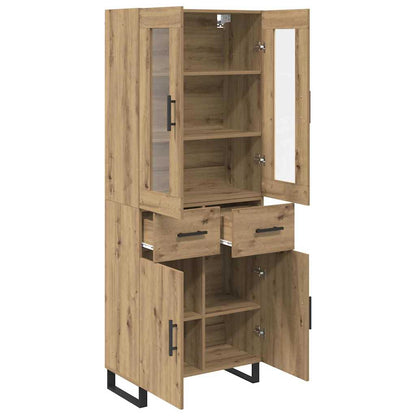 vidaXL Highboard 2 pcs Artisan Oak Engineered Wood and Glass