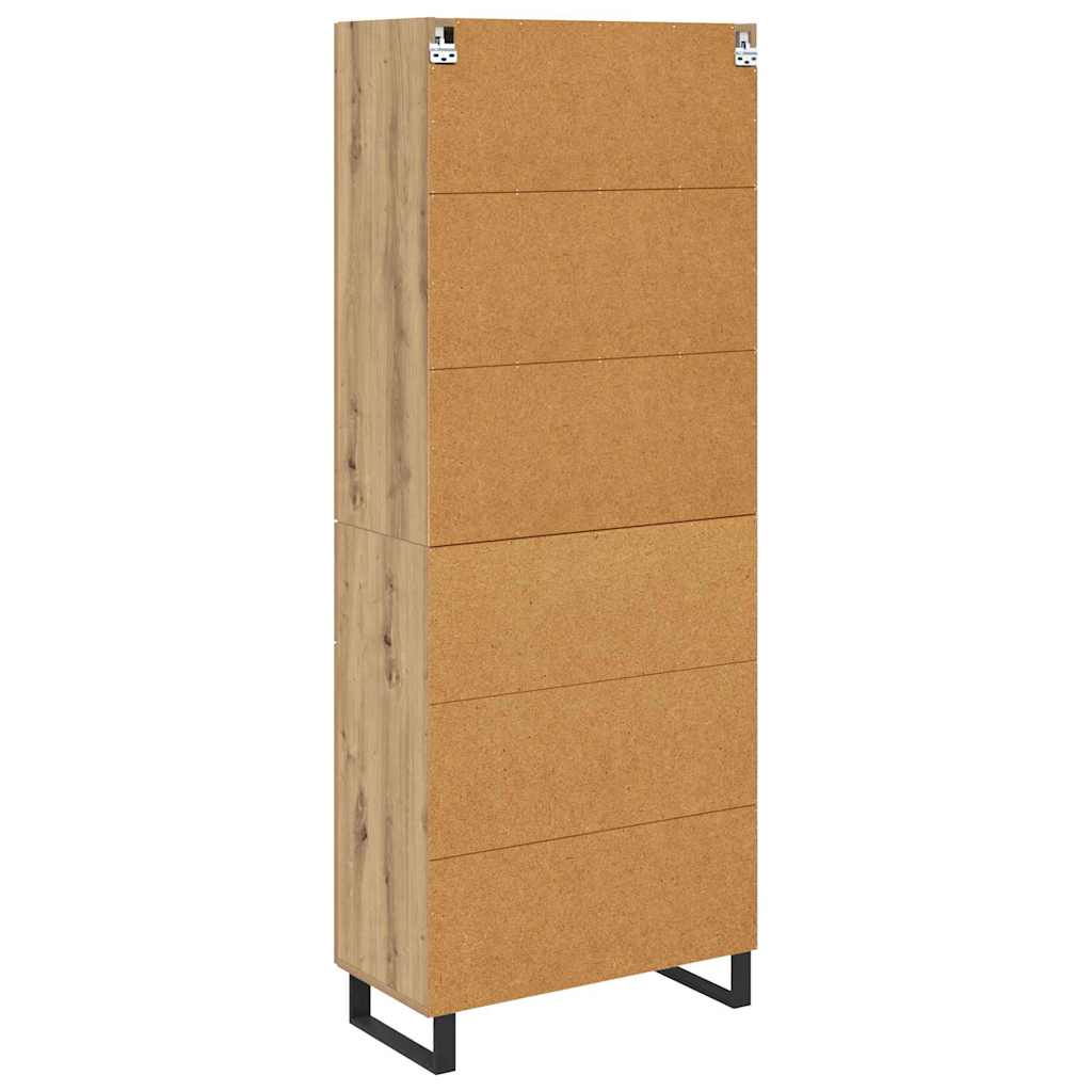 vidaXL Highboard 2 pcs Artisan Oak Engineered Wood and Glass