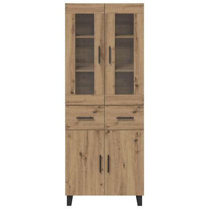 vidaXL Highboard 2 pcs Artisan Oak Engineered Wood and Glass