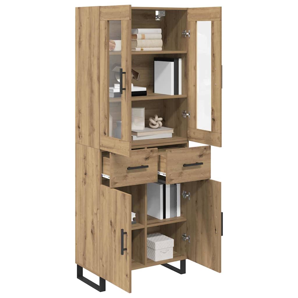 vidaXL Highboard 2 pcs Artisan Oak Engineered Wood and Glass