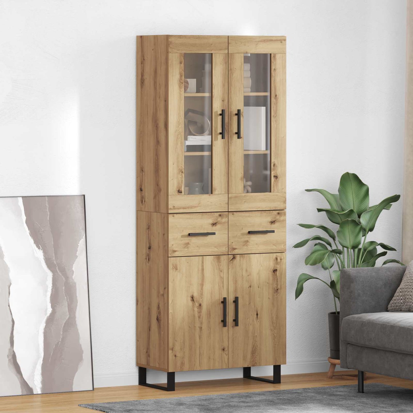 vidaXL Highboard 2 pcs Artisan Oak Engineered Wood