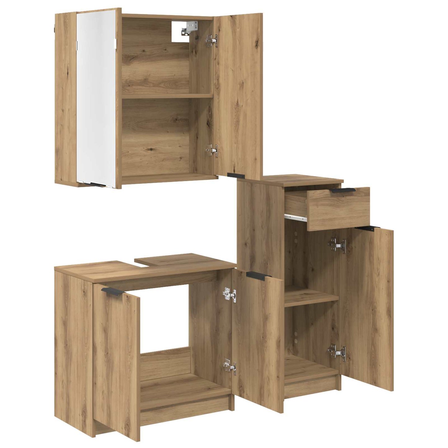 vidaXL Bathroom Furniture Set 3 pcs Artisan Oak Engineered Wood