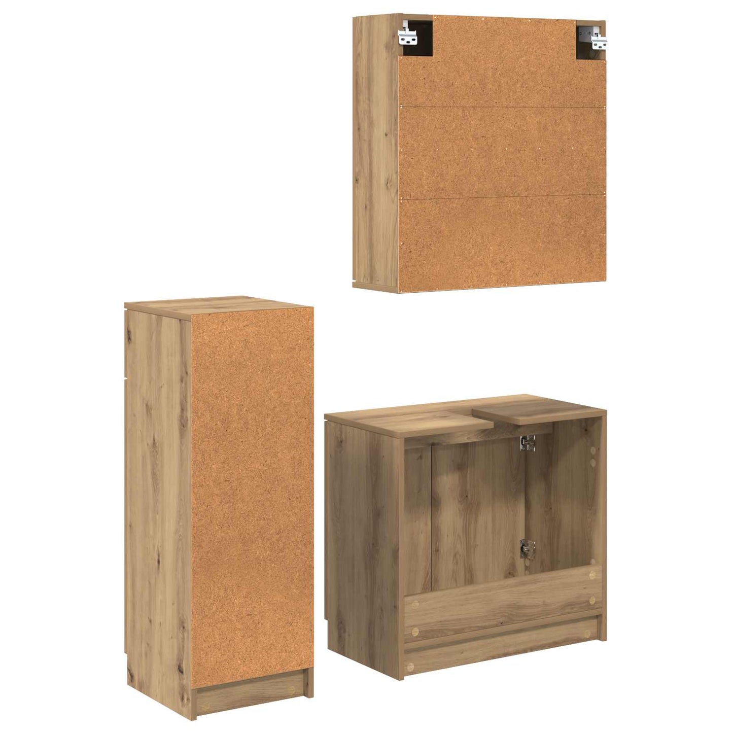 vidaXL Bathroom Furniture Set 3 pcs Artisan Oak Engineered Wood