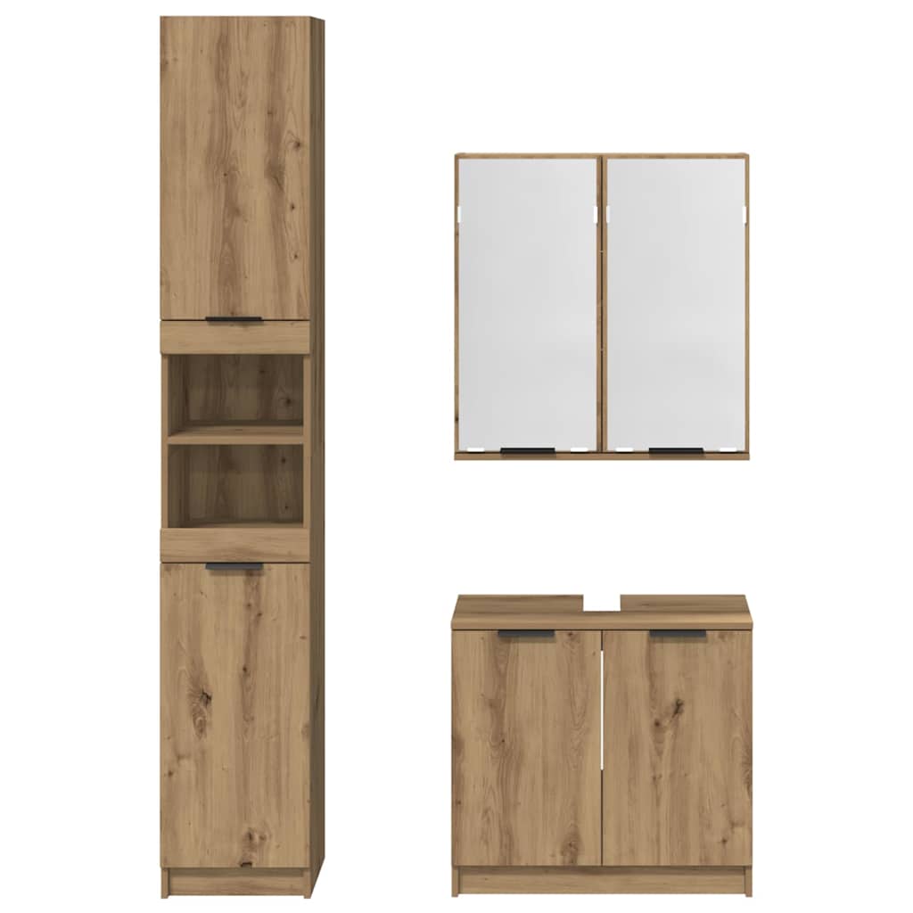 vidaXL Bathroom Cabinet Set 3 pcs Artisan Oak Engineered Wood