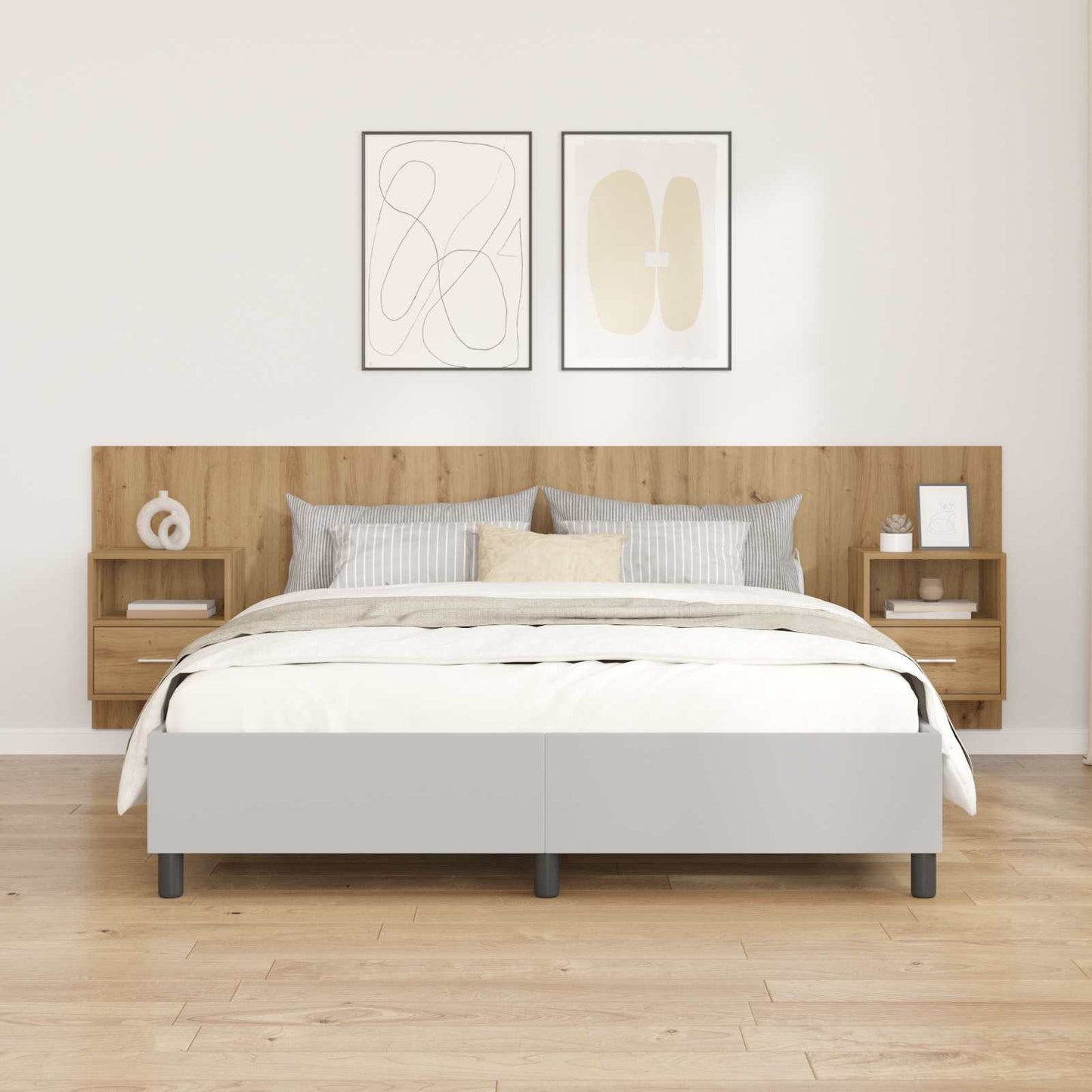 vidaXL Headboard With Cabinet 3 pcs Artisan Oak Engineered Wood