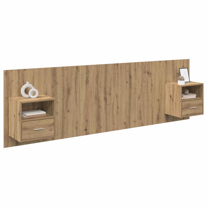 vidaXL Headboard With Cabinet 3 pcs Artisan Oak Engineered Wood
