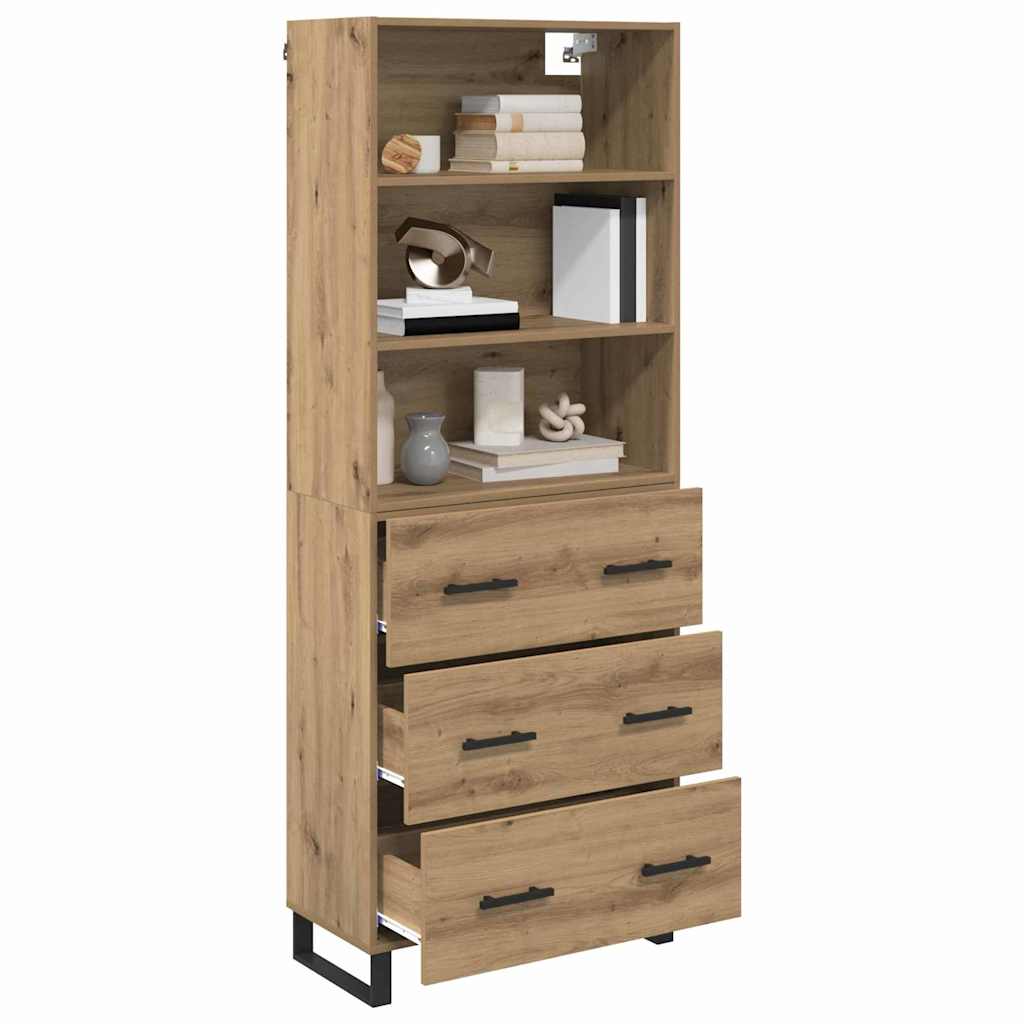 vidaXL Highboard with Drawer Artisan Oak 69.5 x 34 x 180 cm