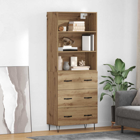vidaXL Highboard with Drawer 2 pcs Artisan Oak Engineered Wood
