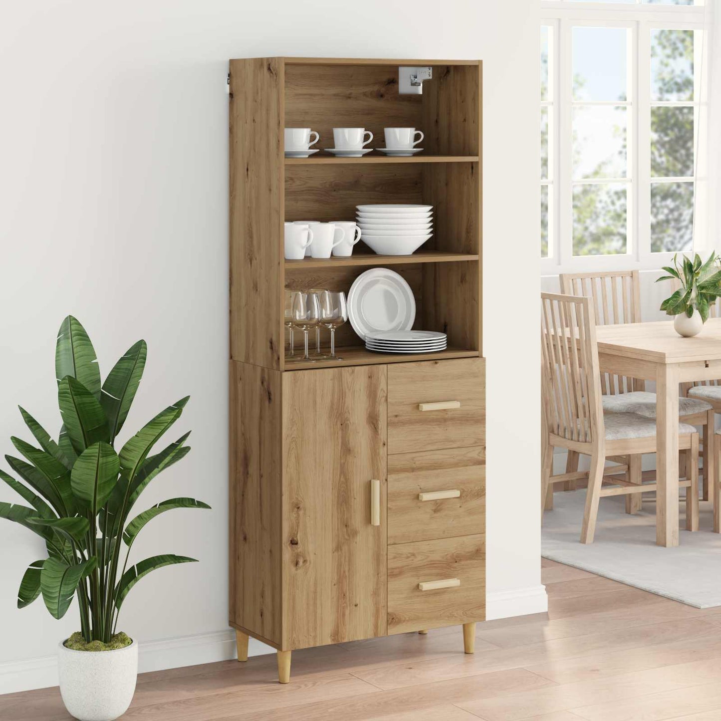 vidaXL Highboard Artisan Oak 69.5 x 32.5 x 180 cm Engineered Wood