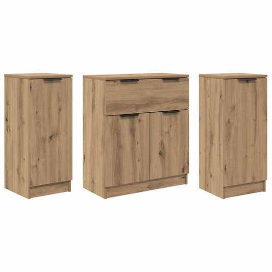 vidaXL Sideboard 3 pcs Artisan Oak 120 x 30 x 70 cm Engineered Wood