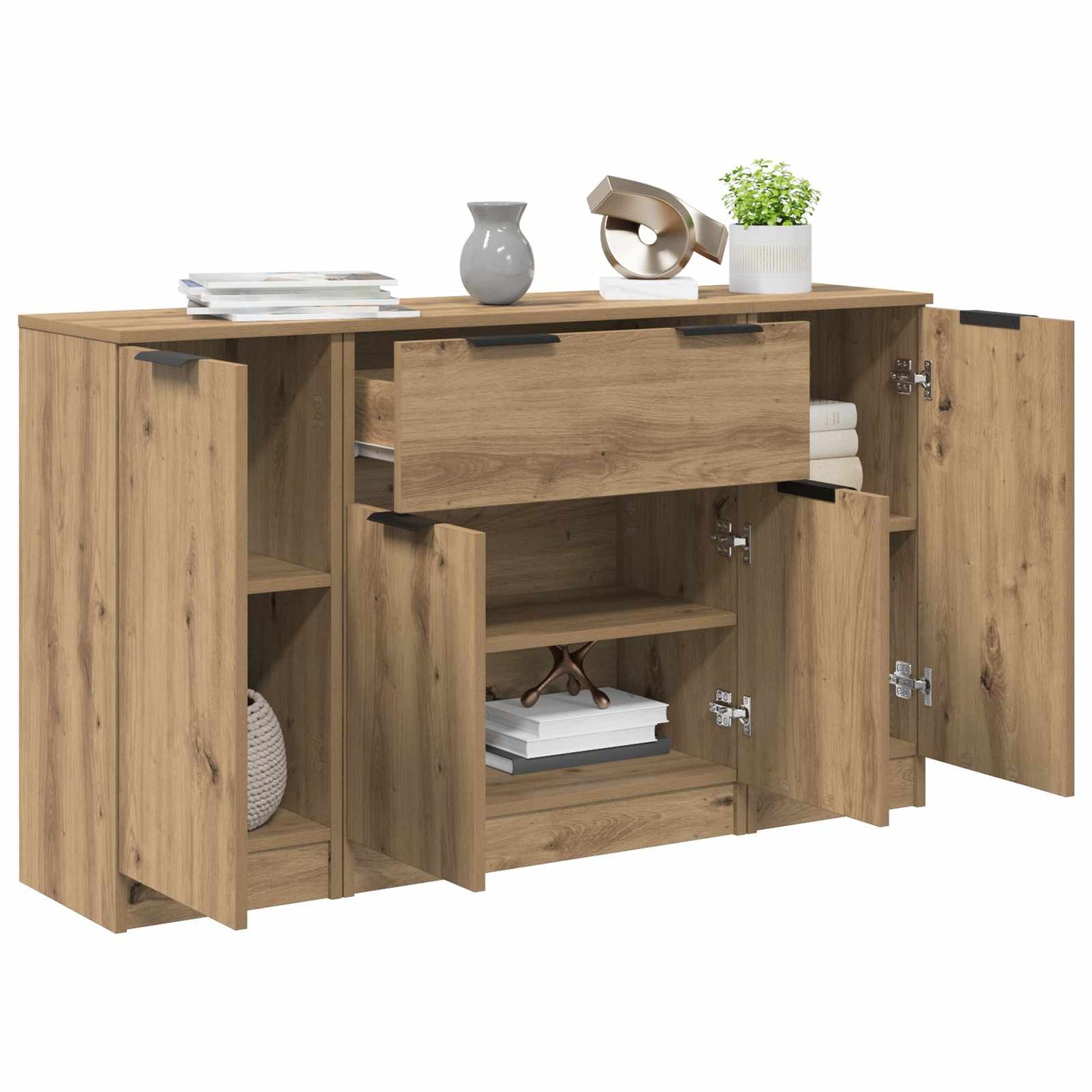 vidaXL Sideboard 3 pcs Artisan Oak 120 x 30 x 70 cm Engineered Wood