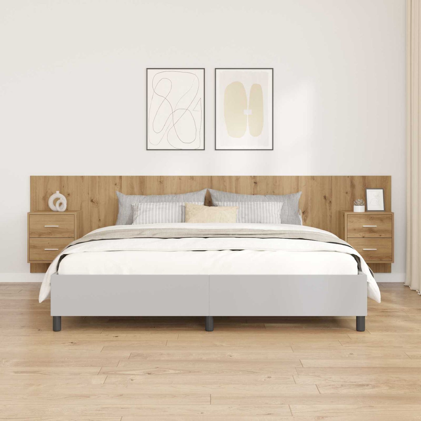 vidaXL Headboard With Cabinet 3 pcs Artisan Oak Engineered Wood