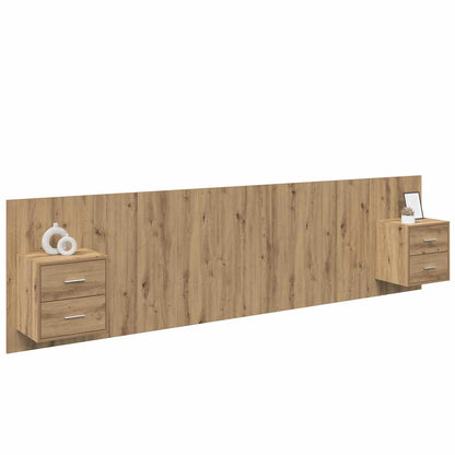 vidaXL Headboard With Cabinet 3 pcs Artisan Oak Engineered Wood