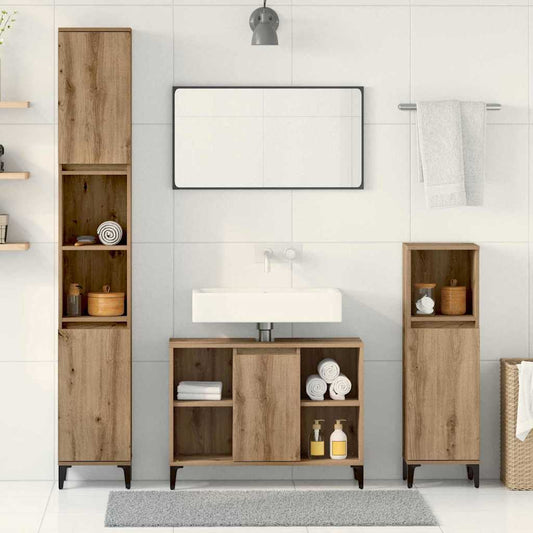 vidaXL Bathroom Furniture Set 3 pcs Artisan Oak Engineered wood