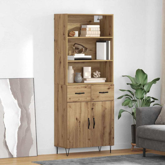 vidaXL Highboard with Drawer 2 pcs Artisan Oak Engineered Wood