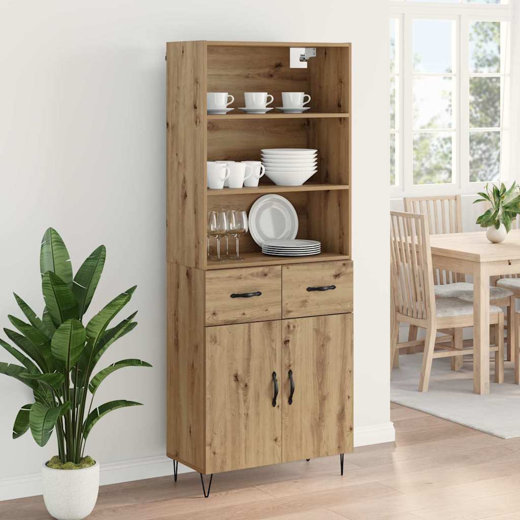 vidaXL Highboard with Drawer 2 pcs Artisan Oak Engineered Wood