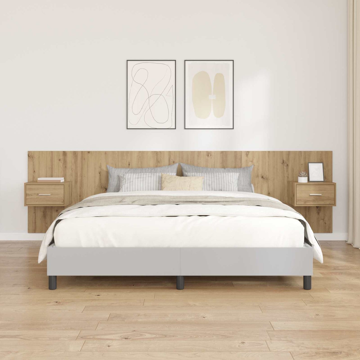 vidaXL Headboard With Cabinet 3 pcs Artisan Oak Engineered Wood